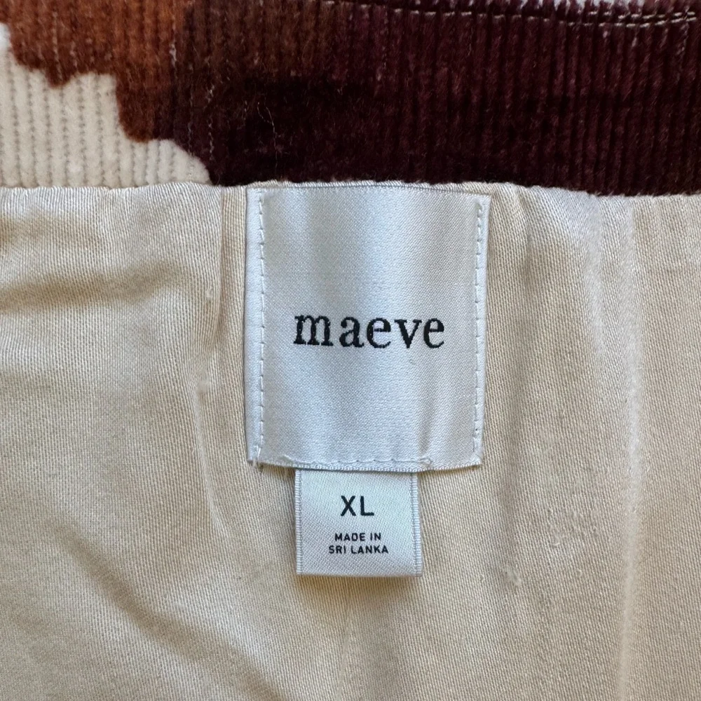NWT Maeve Anthropologie Cowprint Button Front Brown Cream Corduroy Vest XL - Picture 7 of 11